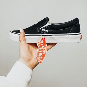 Vans classic black slip on shoe NWT